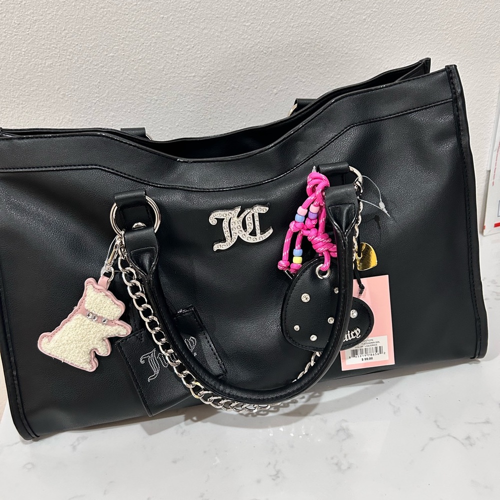Juicy Couture Black Tote with Pink Charm